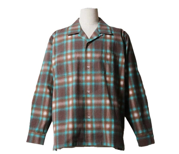 HOUSTON - PRINT FLANNEL O/C SHIRT - BROWN