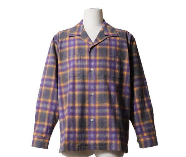 HOUSTON - PRINT FLANNEL O/C SHIRT - PURPLE