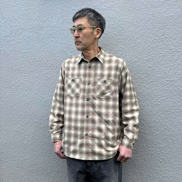 FIVE BROTHER - T/R  L/S WORK SHIRTS - BROWN