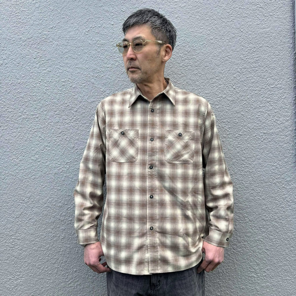 FIVE BROTHER - T/R  L/S WORK SHIRTS - BROWN