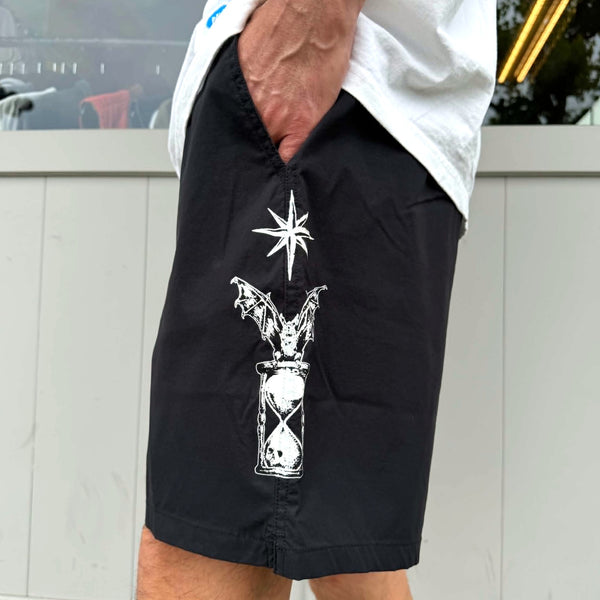 BRIXTON - EVERYDAY HYBRID SHORT 7" - BLACK/WHITE