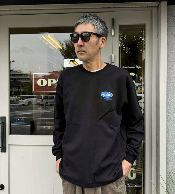 CHALLENGER - L/S SUNSET DRIVE TEE - BLACK
