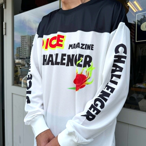 CHALLENGER - L/S DRY DICE TEE - WHITE / BLACK