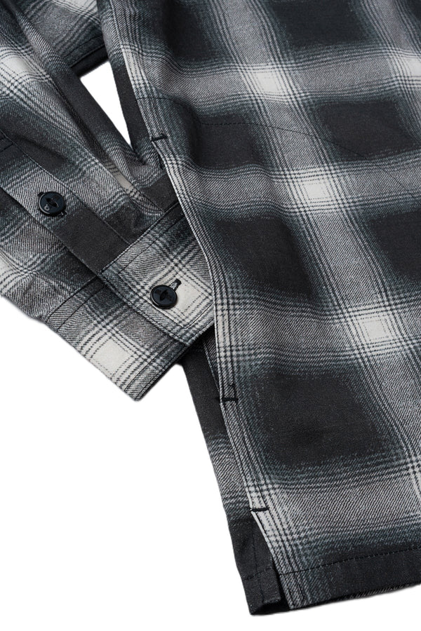BLUCO - PRINT FLANNEL CHECK SHIRT -Ombre- BLACK