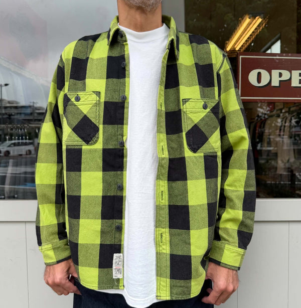 HOUSTON - VINTAGE BLOCK CHECK VIYELLA SHIRT - LIME GREEN