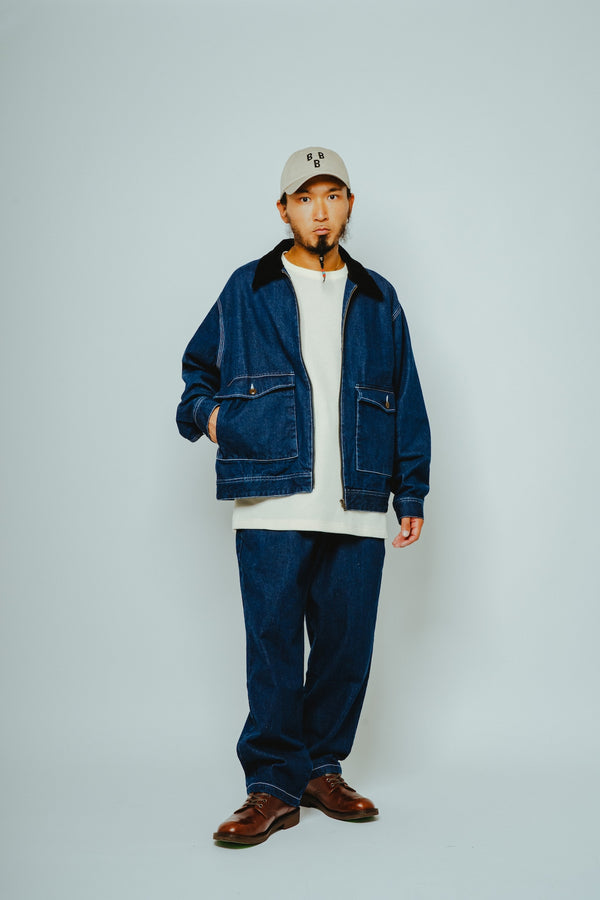 BIGMIKE - DENIM TRACKER JACKET - D.INDIGO