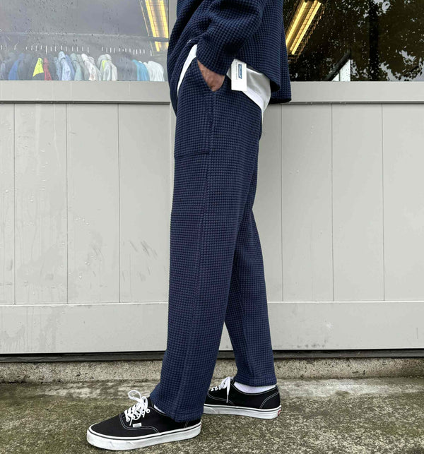 RADIALL - BIG WAFFLE -  STRAIGHT FIT EASY PANTS - NAVY
