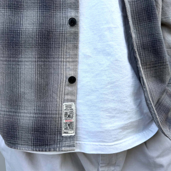 HOUSTON - VINTAGE OMBRE CHECK VIYELLA SHIRT - LIGHT GREY