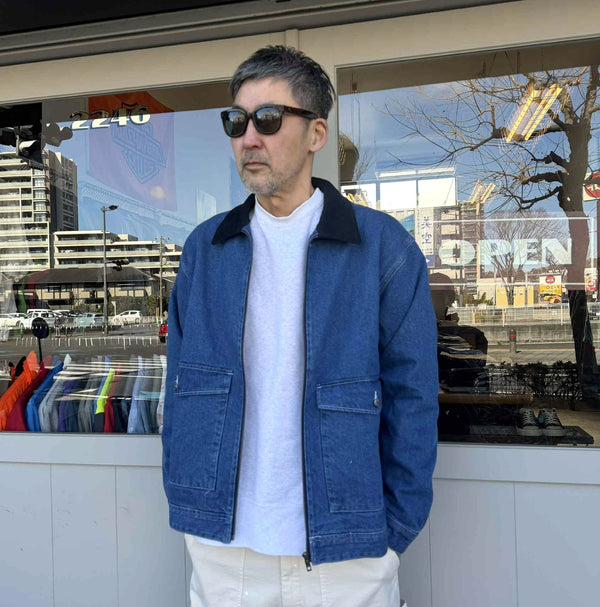 BIGMIKE - DENIM TRACKER JACKET - L.INDIGO