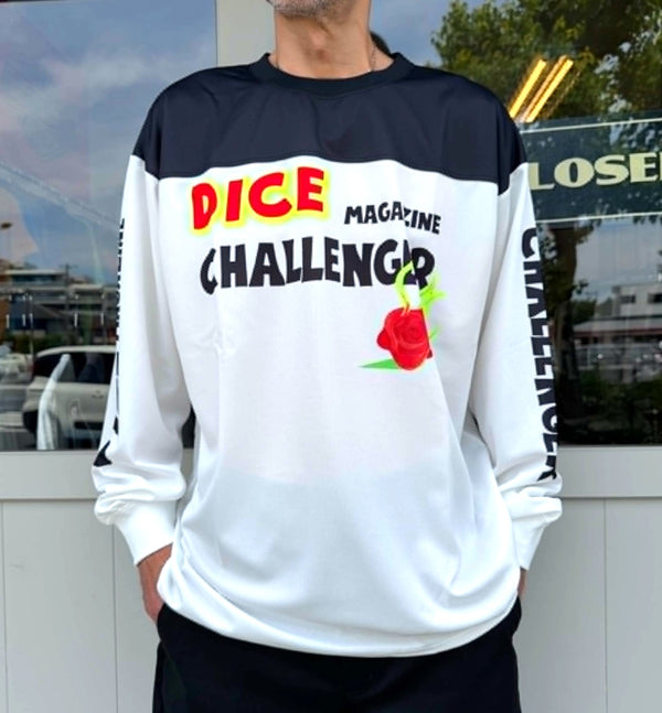 CHALLENGER - L/S DRY DICE TEE - WHITE / BLACK