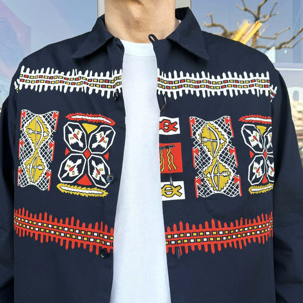 TOWNCRAFT -  PRINTED COTTON ROOP COLLAR SHIRTS - NATIVE