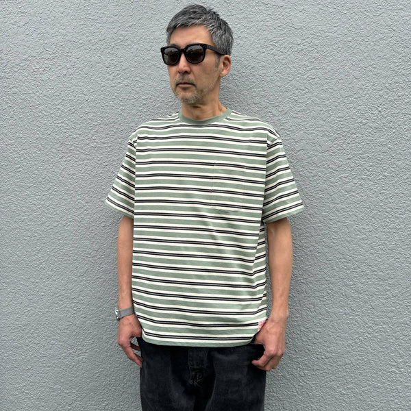 BIGMIKE - BORDER SUNGLASS POCKET S/S T-SHIRT - MNT × OFF x BLK