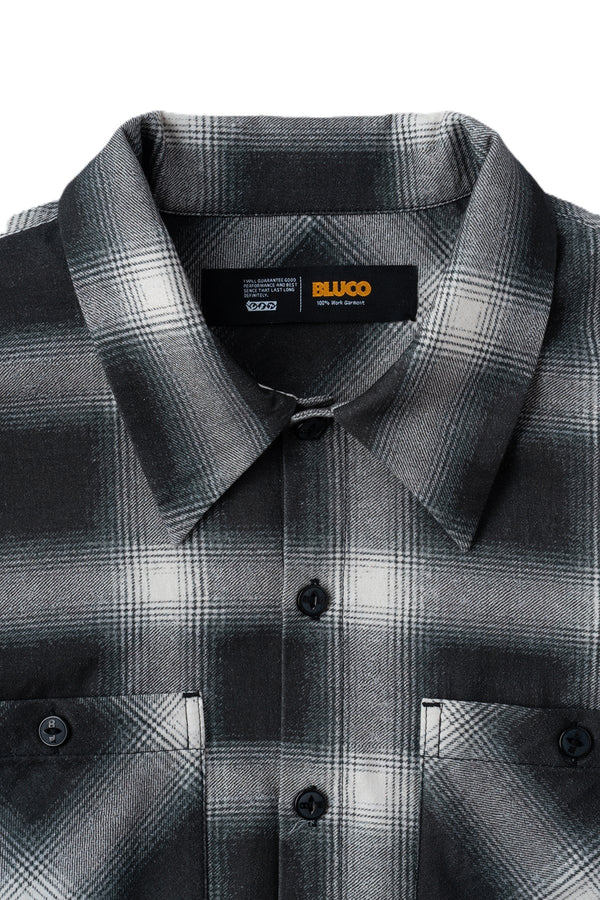 BLUCO - PRINT FLANNEL CHECK SHIRT -Ombre- BLACK