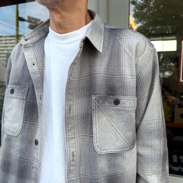 HOUSTON - VINTAGE OMBRE CHECK VIYELLA SHIRT - LIGHT GREY