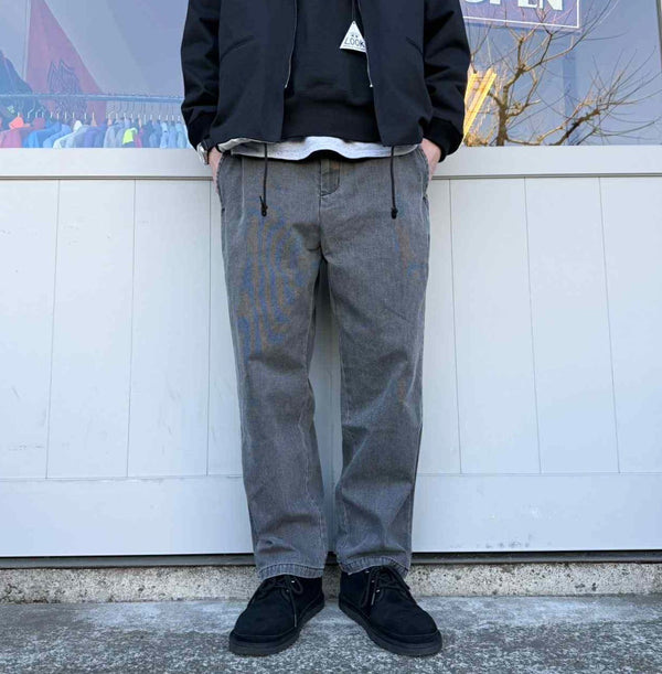 BIGMIKE - WASHED DUCK EASY PANTS - BLACK