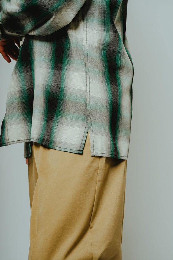 BIGMIKE - RAYON MIX OMBRE L/S SHIRTS - WHITE × GREEN x BLACK