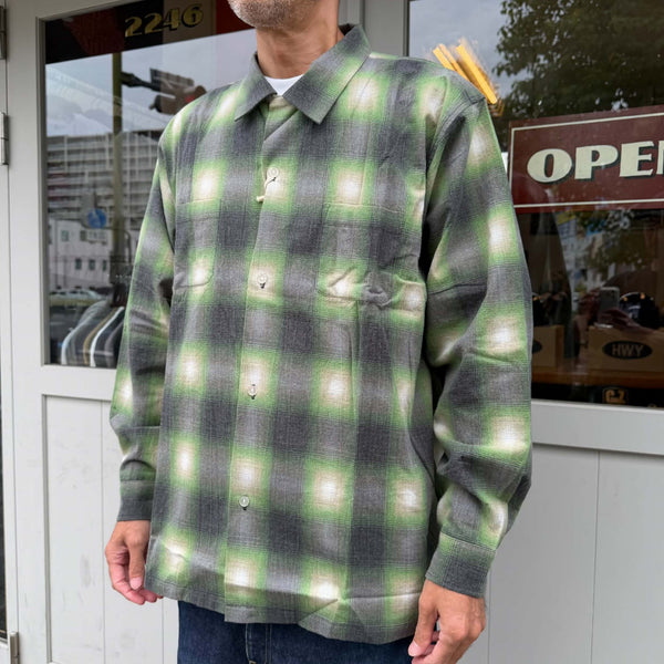 HOUSTON - PRINT FLANNEL O/C SHIRT - GREEN