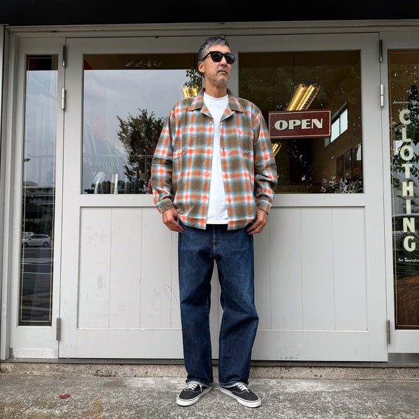 HOUSTON - PRINT FLANNEL O/C SHIRT - ORANGE
