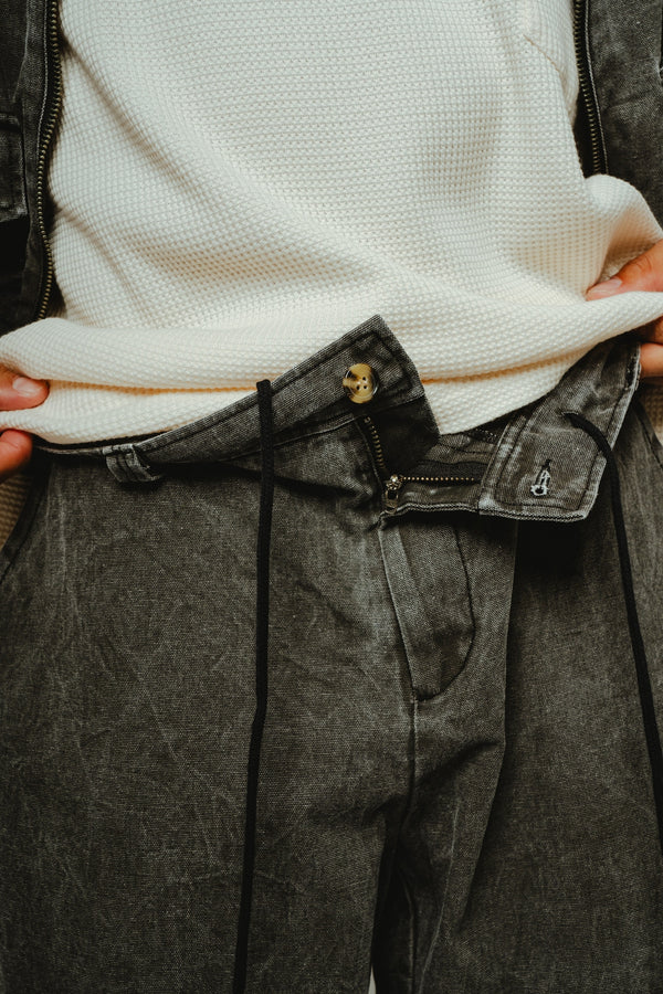 BIGMIKE - WASHED DUCK EASY PANTS - BLACK