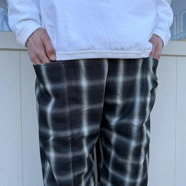 BIGMIKE - RAYON MIX OMBRE EASY PANTS - BLACK x WHITE