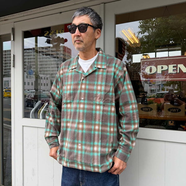 HOUSTON - PRINT FLANNEL O/C SHIRT - BROWN