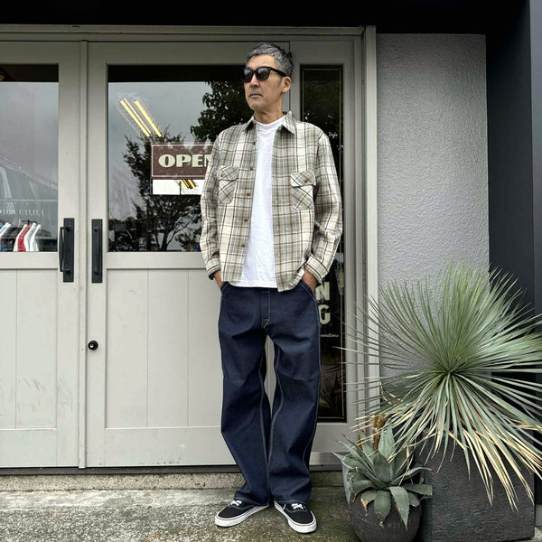 BIGMIKE - HEAVY FLANNNEL SHIRTS - MINT x BROWN x OFF