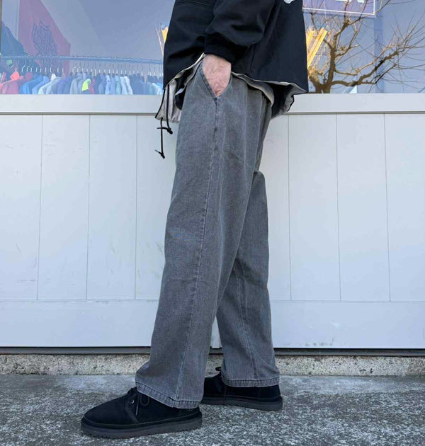 BIGMIKE - WASHED DUCK EASY PANTS - BLACK