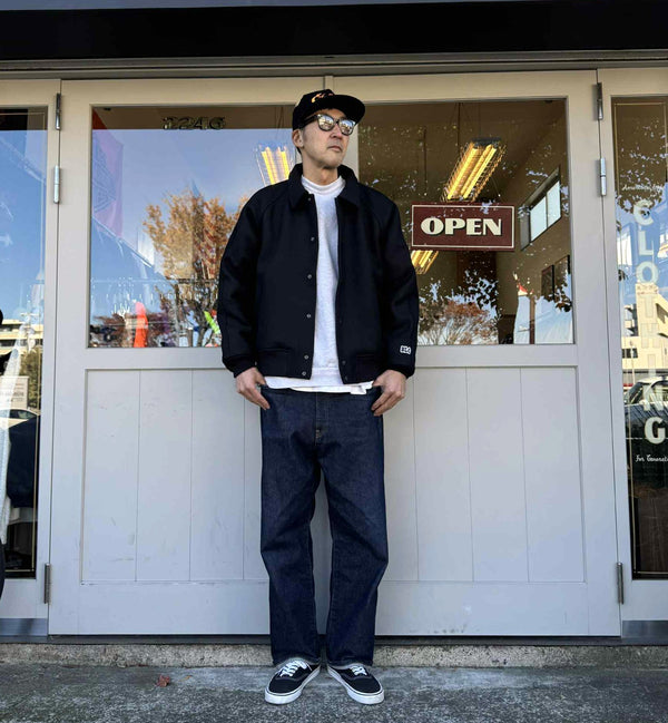 BLUCO - HEAVY MELTON AWARD JACKET - BLACK