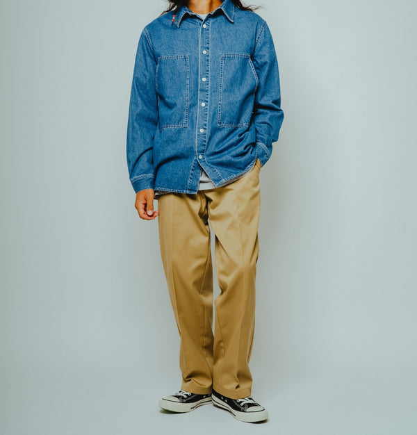 BIGMIKE - DENIM UTILITY LONG SLEEVE SHIRTS - M.INDIGO