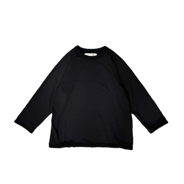 melple - GRID BASEBALL 4/5 SLEEVE - BLACK-BLACK