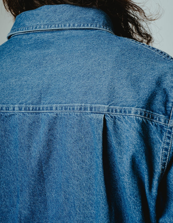BIGMIKE - DENIM UTILITY LONG SLEEVE SHIRTS - M.INDIGO