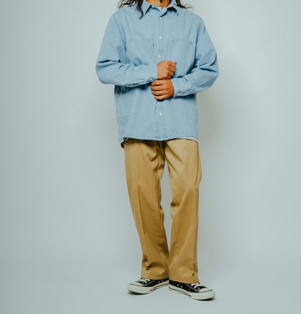 BIGMIKE - DENIM UTILITY LONG SLEEVE SHIRTS - L.INDIGO