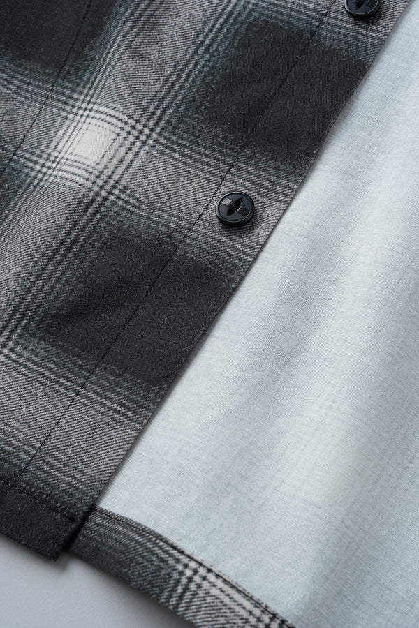 BLUCO - PRINT FLANNEL CHECK SHIRT -Ombre- BLACK