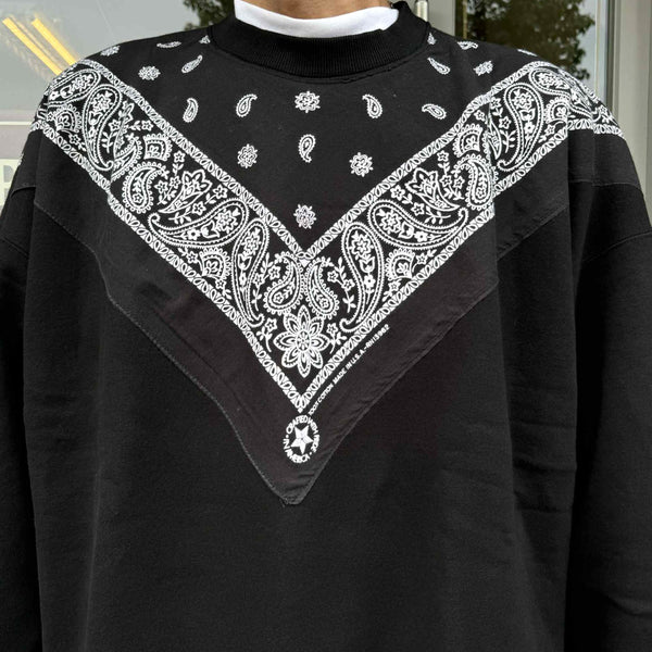 ILL ONE EIGHTY - VTG BANDANA SWEATSHIRT(LOOSE FIT) - BLACK