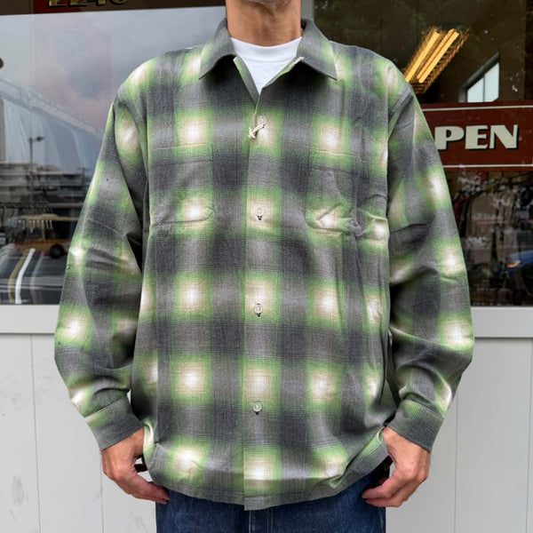 HOUSTON - PRINT FLANNEL O/C SHIRT - GREEN