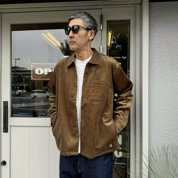 BLUCO - CORDUROY WORK SHIRT - OLIVE BROWN