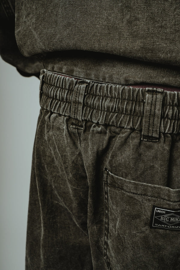 BIGMIKE - WASHED DUCK EASY PANTS - BLACK
