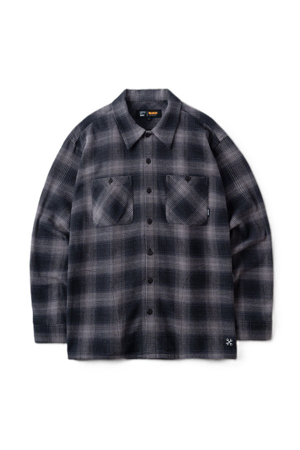 BLUCO - OMBRE CHECK FLANNEL SHIRT - BLACK