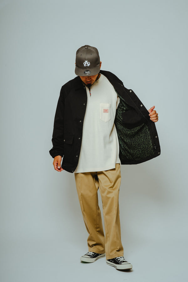 BIGMIKE - DESIGN MESH COACH JACKET - BLACK