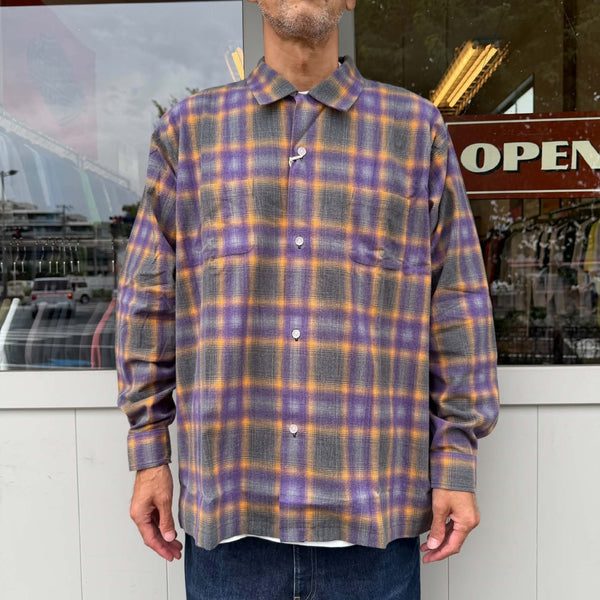 HOUSTON - PRINT FLANNEL O/C SHIRT - PURPLE