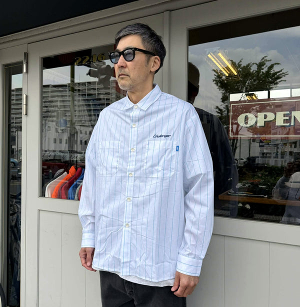CHALLENGER - L/S STRIPE MECANIC SHIRT - WHITE
