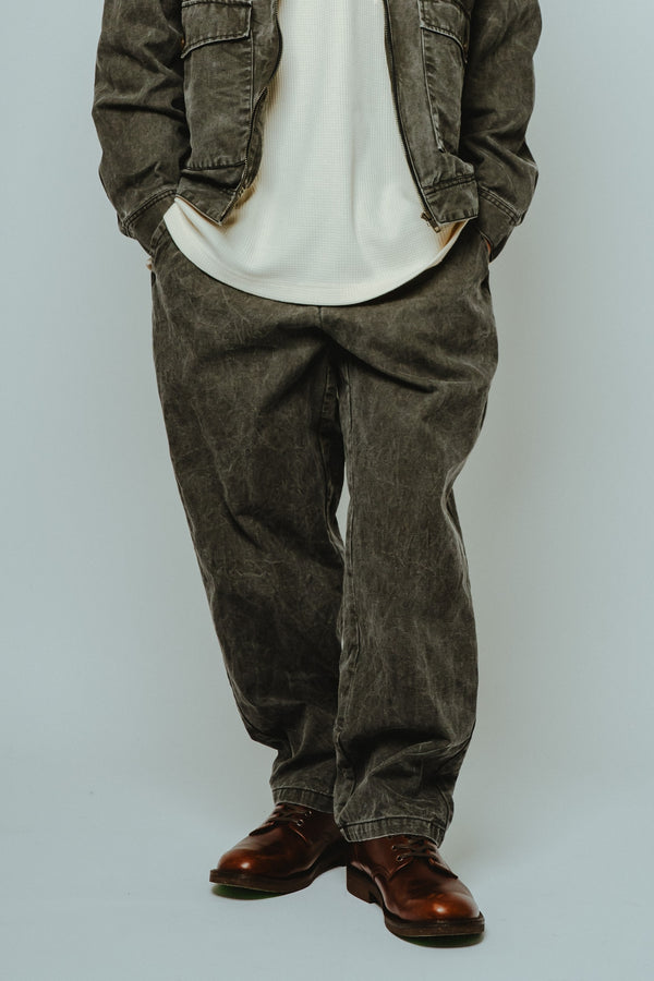 BIGMIKE - WASHED DUCK EASY PANTS - BLACK