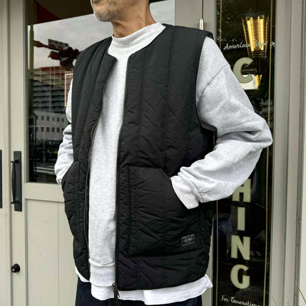BIGMIKE - VERTICAL QUILTING VEST - BLACK