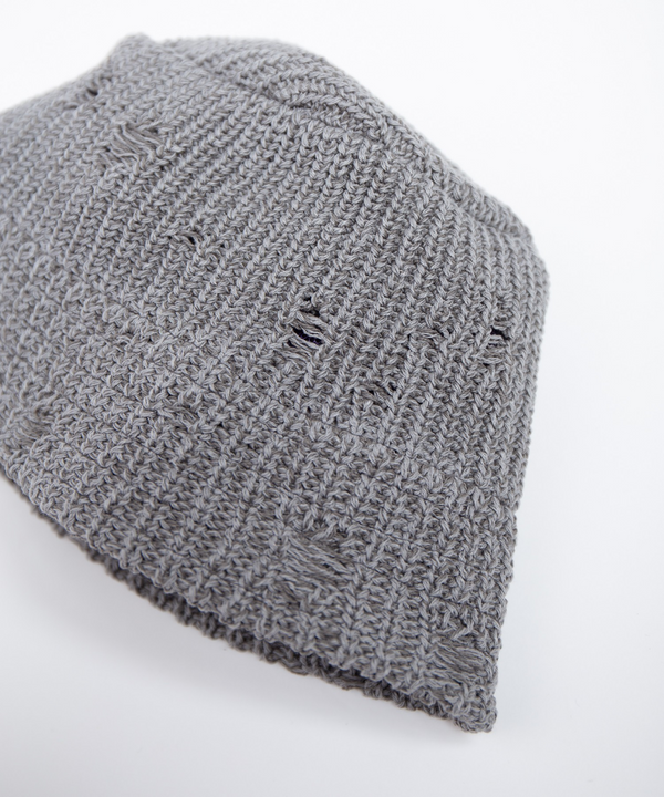 RACAL - DAMAGE KNIT BUCKET HAT - GREY