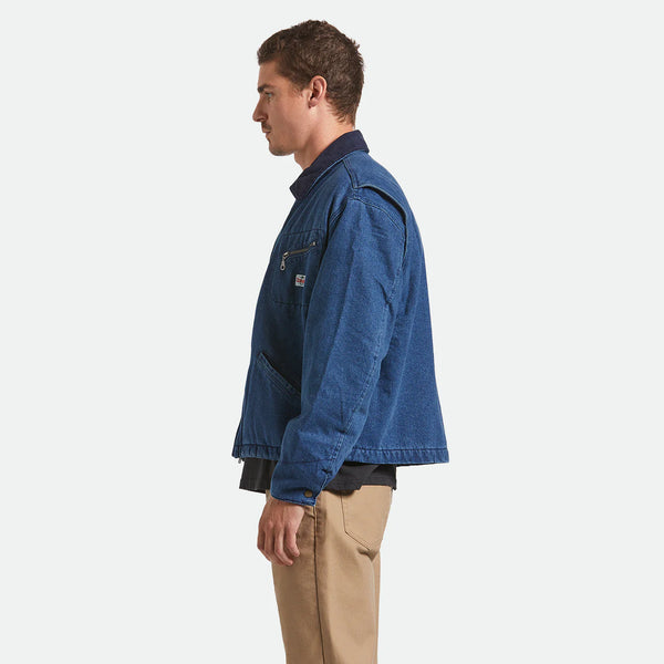 BRIXTON - ALTERED THREADS LINED GARAGE JACKET - MEDIUM WASH DENIM