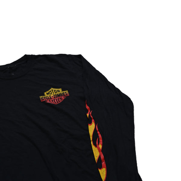 CYCLE ZOMBIES - FLAMES L/S TEE  - BLACK