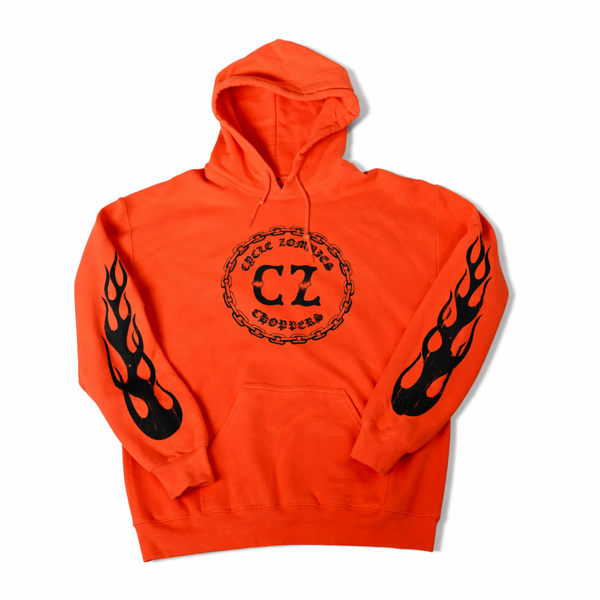 CYCLE ZOMBIES - CZ LOGO FLAMES HOODIE - ORANGE