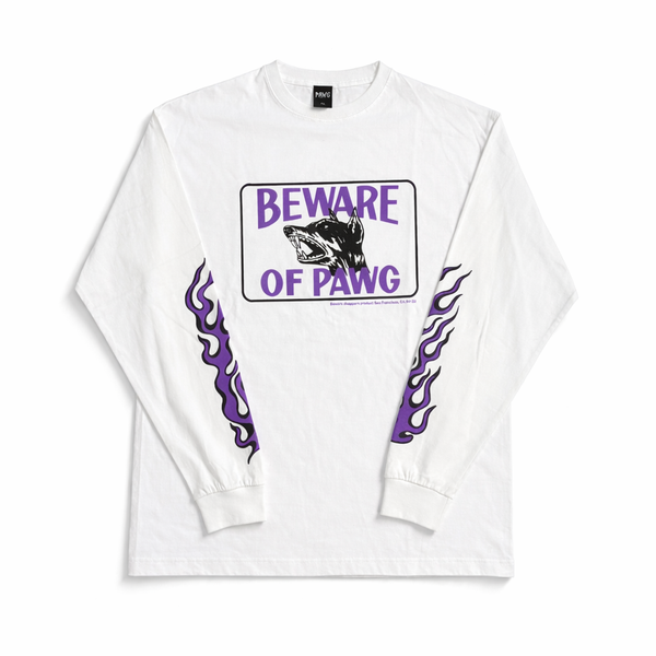 PAWG×BEWARE CHOPPER - L/S TEE - WHITE / PURPLE