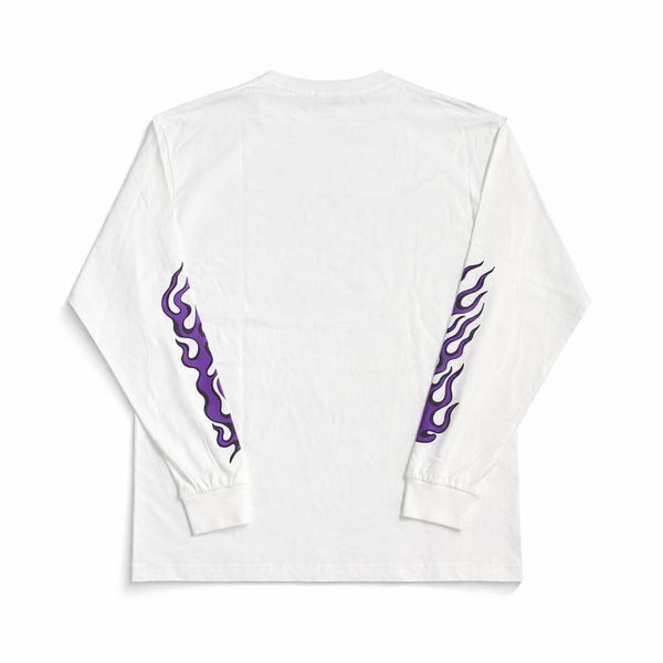 PAWG×BEWARE CHOPPER - L/S TEE - WHITE / PURPLE