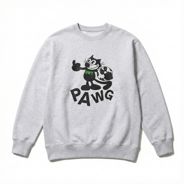 PAWG -  "FTW" SWEAT - ASH GREY / NEON GREEN